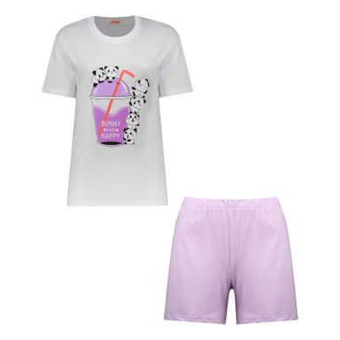 ست تیشرت و شلوارک زنانه مادر مدل Pindo رنگ یاسی