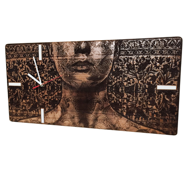 ساعت دیواری چوبی چارگوش مدل RC03 طرح مستطیل
