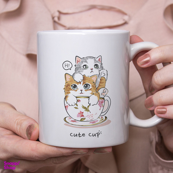 ماگ طرح گربه های کیوت در فنجان قهوه