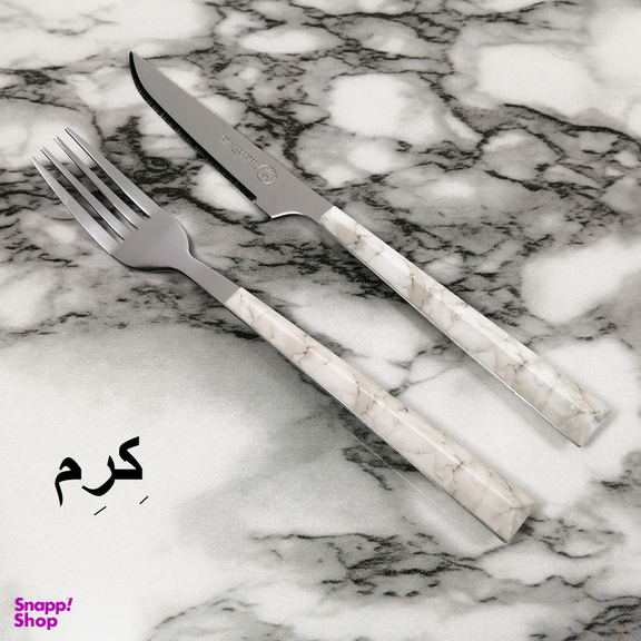 ست کارد و چنگال میوه خوری 12 پارچه ام جی مدل ماربل پلاس