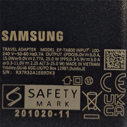 شارژر 25 وات سامسونگ مدل Ta800 سریال R37R32A1E69DK3