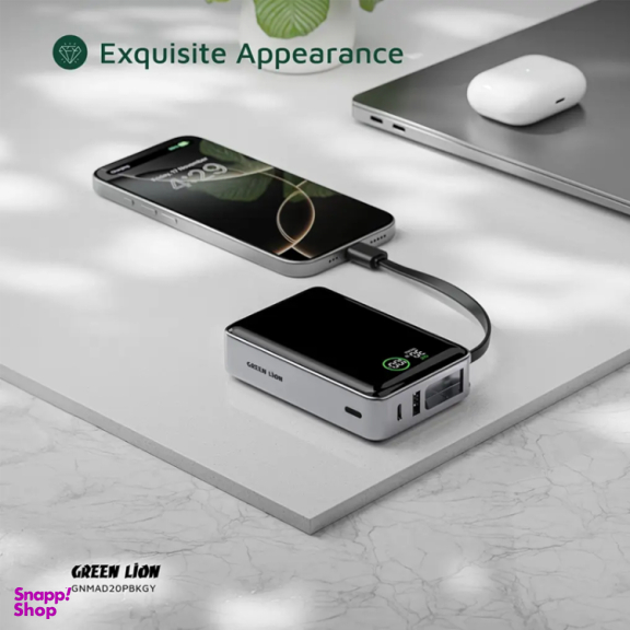 پاوربانک گرین لاینر مدل MADRID 20 GNMAD20PBKGY ظرفیت 20000 میلی آمپر ساعت