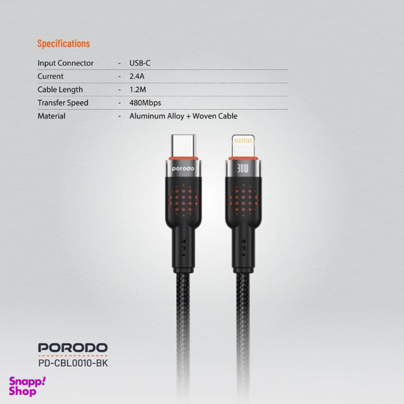 کابل دیتا Lightning به Type-C پرودو مدل Aluminum Braided طول 1.2 متر