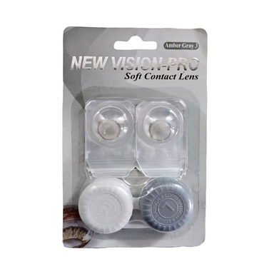 لنز چشم پرو نیو ویژن رنگ طوسی آمبره دور مشکی وسط عسلی شماره 9 به همراه جای لنز