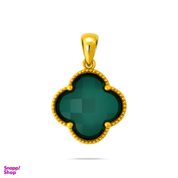 آویز گردنبند طلا 18 عیار زنانه سی گلد گالری مدل ونکلیف سبز برجسته