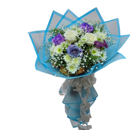 دسته گل طبیعی گلی کد 20090 رنگ آبی