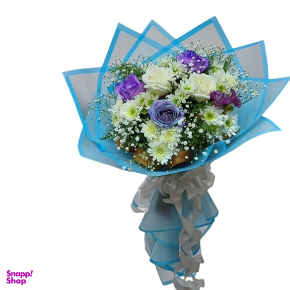 دسته گل طبیعی گلی کد 20090 رنگ آبی
