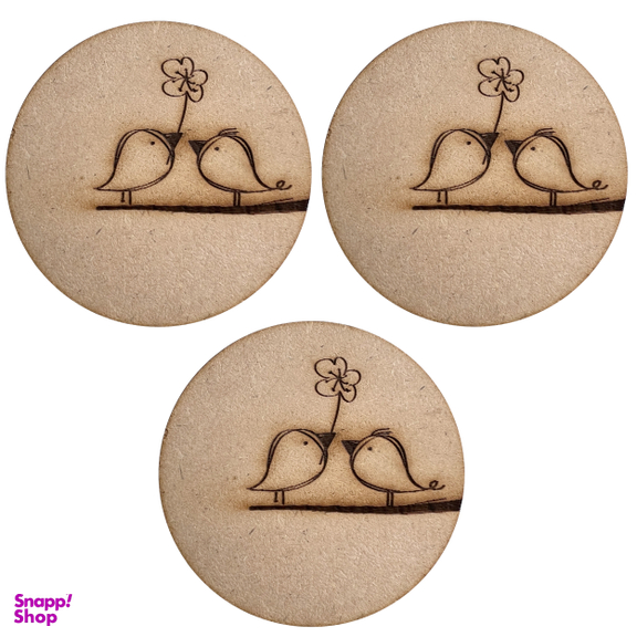 اسلایس چوبی خام مدل جوجه های عاشق کد 03 مجموعه 3 عددی