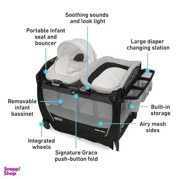 تخت و پارک بازی گراکو مدل snuggle suite lx