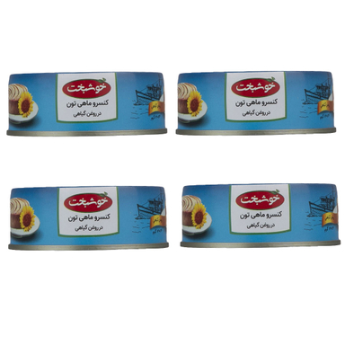 کنسرو تن ماهی خوشبخت وزن 120 گرم بسته 4 عددی