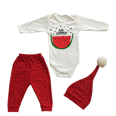 ست 3 تکه لباس نوزادی مدل هندوانه یلدا 347