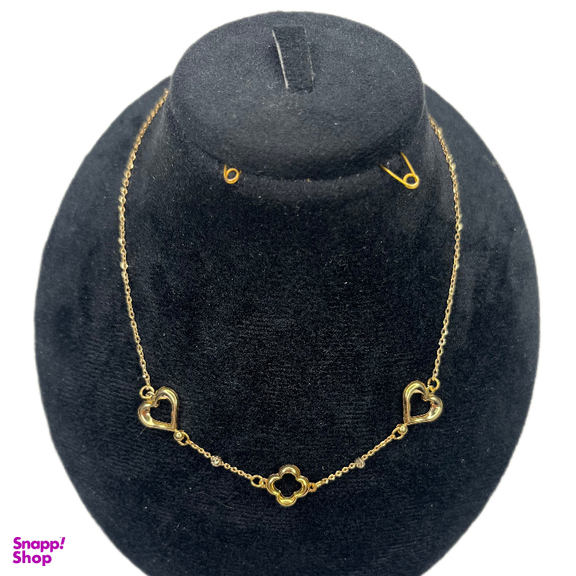 گردنبند طلا 18 عیار زنانه آوا مدل ونکلیف و قلب کد 83