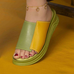 دمپایی روفرشی زنانه مدل آفتاب رنگ سبز زرد