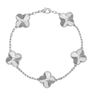 دستبند نقره زنانه مدل ونکلیف 5 گل تراش
