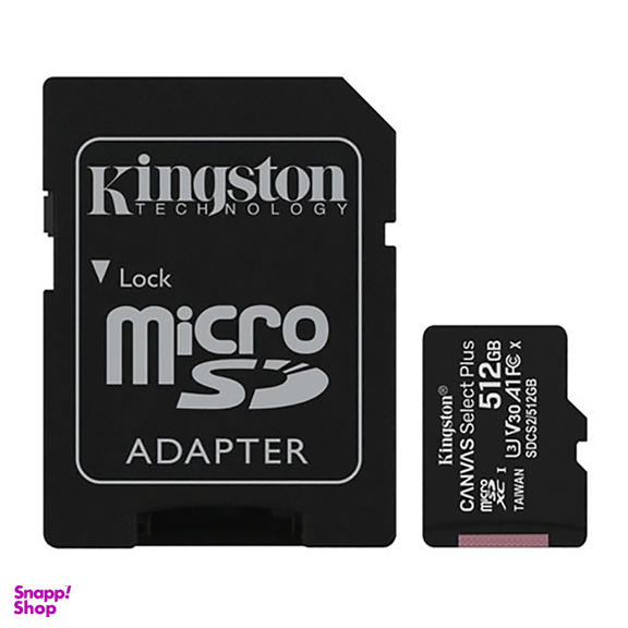 کارت حافظه MicroSDXC کینگستون کلاس 10 U1 ظرفيت 512 گیگابایت به همراه آداپتور