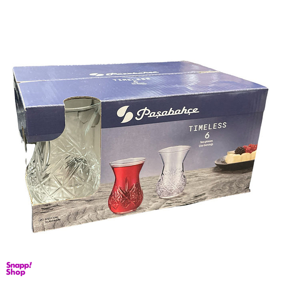 استکان کمر باریک پاشاباغچه مدل تایملس کد 42881 بسته 6 عددی