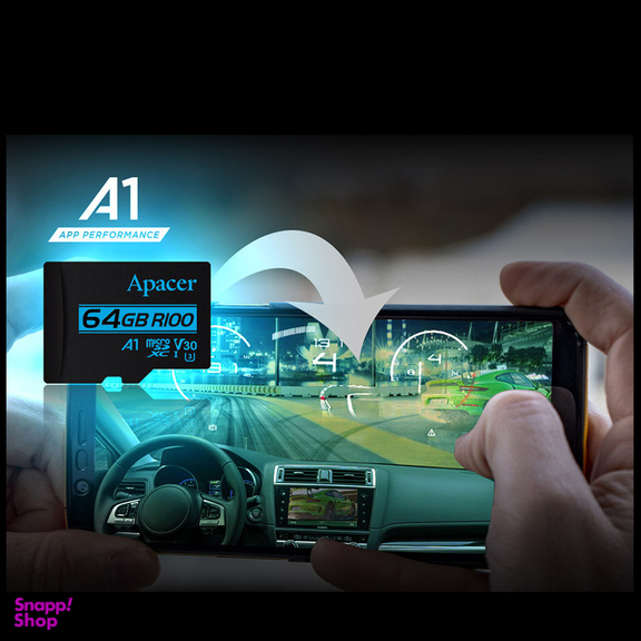 کارت حافظه microSDXC اپیسر مدل V30 A1 کلاس 10 استاندارد UHS-I U3 سرعت 100MBps ظرفیت 64 گیگابایت به همراه آداپتور SD