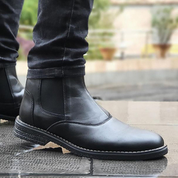 نیم بوت چرم مردانه مدل چلسی کد 4806 رنگ مشکی