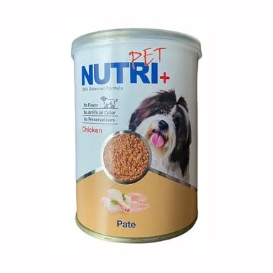 کنسرو غذای سگ پته نوتری پت پلاس طعم مرغ وزن 425 گرم