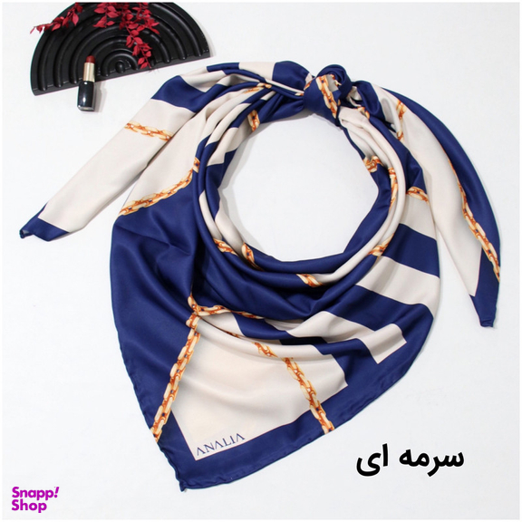 روسری زنانه آنالیا مدل ابریشم دست دوز طرح زنجیری کلاسیک کد ana-2821
