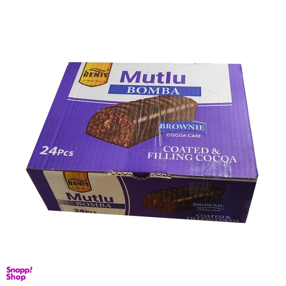 کیک براونی با مغز و روکش کاکائو شیری بنیس وزن 50 گرم بسته 24 عددی