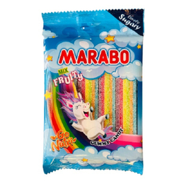 پاستیل نواری رنگین کمانی مارابو وزن 100 گرم بسته 12 عددی