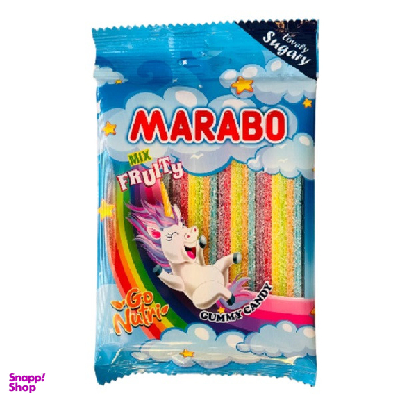 پاستیل نواری رنگین کمانی مارابو وزن 100 گرم بسته 12 عددی