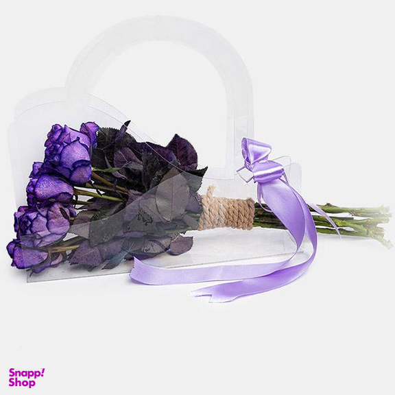 باكس گل طبیعی طلقي رز هلندی بنفش