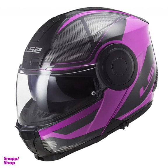 کلاه کاسکت فک متحرک ال اس تو مدل +FF902 Scope Black Pink به همراه کاور