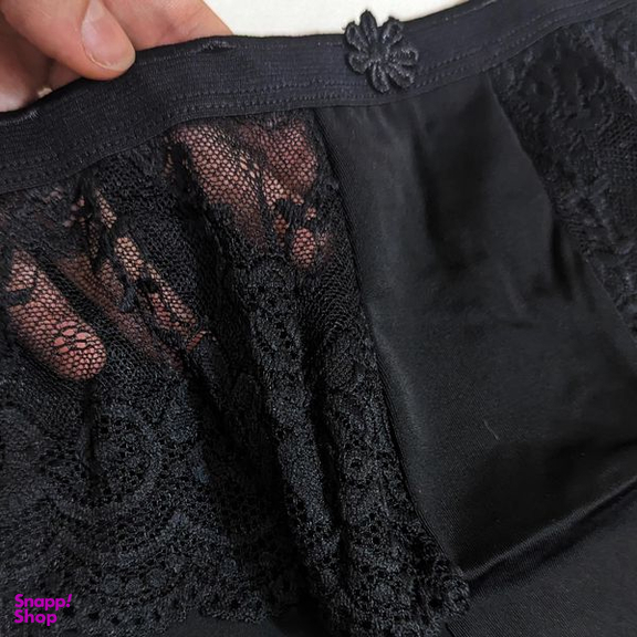 ست شورت و سوتین زنانه پانیذ مدل فنردار گیپور گلدار کد 9013 رنگ مشکی