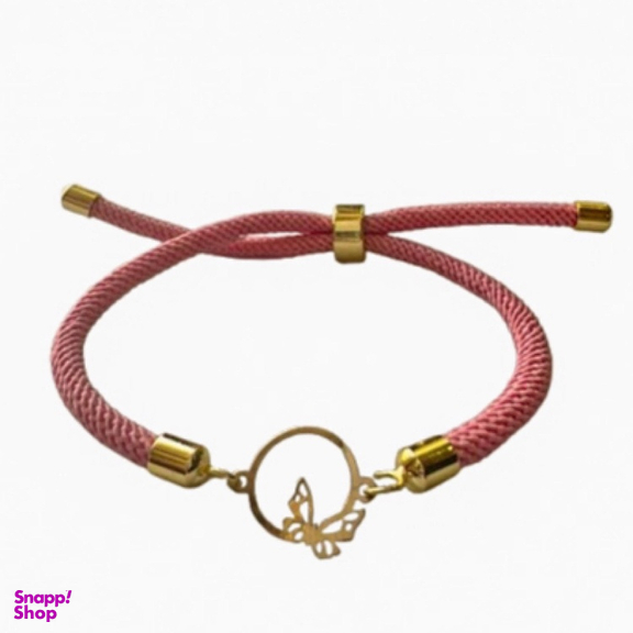 دستبند طلا 18 عیار زنانه شمیم گلد گالری مدل مینیمال دایره و پروانه S64-2