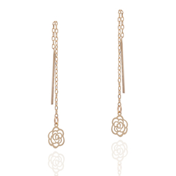 گوشواره طلا ۱۸ عیار زنانه داریم مدل بخیه طرح گل