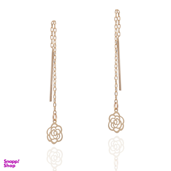 گوشواره طلا ۱۸ عیار زنانه داریم مدل بخیه طرح گل