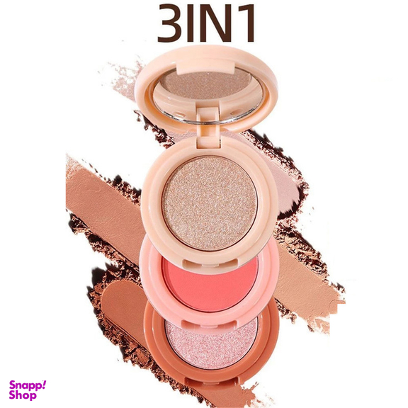 پالت رژ گونه و هایلایتر میس لارا مدل چرخشی شماره 01 مجموعه 3 عددی