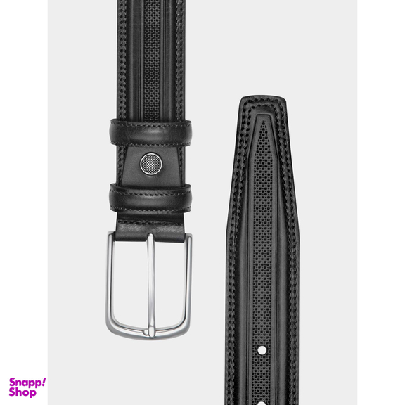 کمربند مردانه نوین چرم مدل دودوخت طرحدار کد SS-BT0702-2 سایز 105 سانتی متر