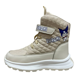 بوت دخترانه مدل کاپشنی طرح کرومی رنگ کرم