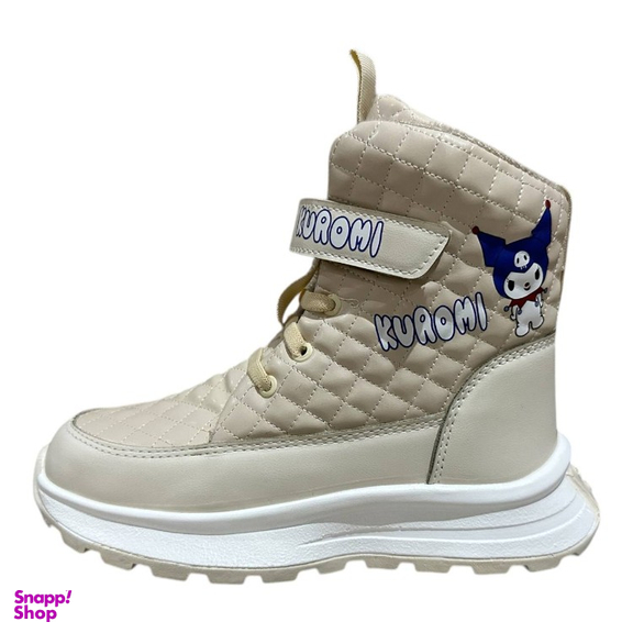 بوت دخترانه مدل کاپشنی طرح کرومی رنگ کرم