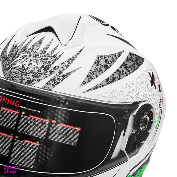 کلاه کاسکت فک متحرک فلش مدل 935SV Neon-YellowGreen-White