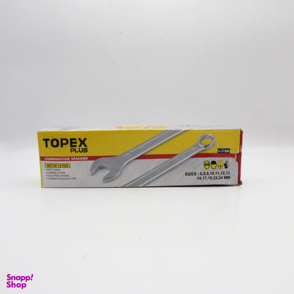 آچار یکسر تخت و یکسر رینگی تاپکس مدل YP-6-24MM مجموعه 12 عددی