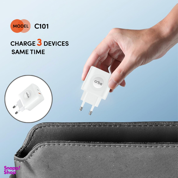 شارژر دیواری موبایل و ساعت 23 وات کربی مدل C101 3in1