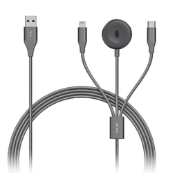 کابل شارژ USB به Lightning/iWatch Charger/Type-C گرین لاین مدل 3in1 Charging Cable طول 1.2 متر