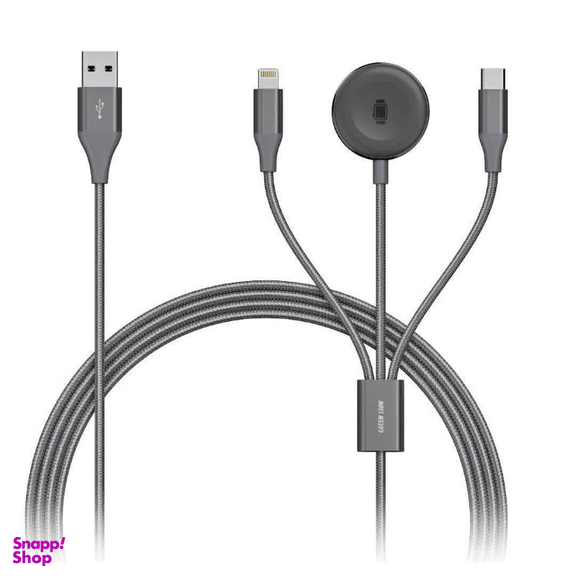کابل شارژ USB به Lightning/iWatch Charger/Type-C گرین لاین مدل 3in1 Charging Cable طول 1.2 متر