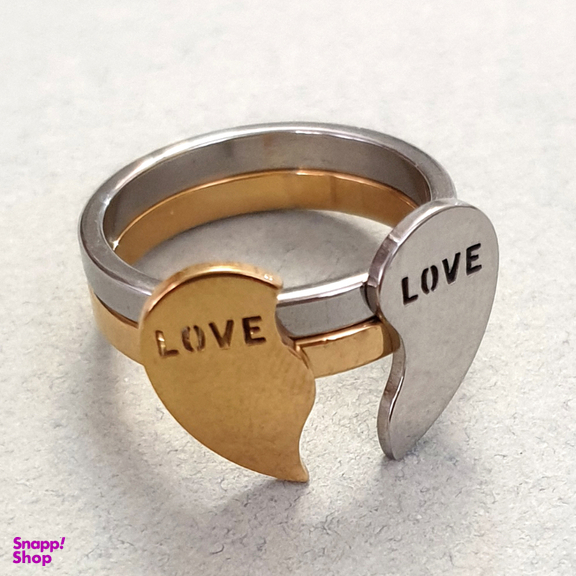انگشتر زنانه مدل قلب طرح Love کد RG01 بسته 2 عددی