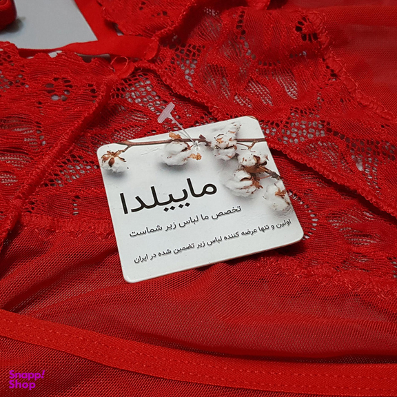 لباس خواب زنانه ماییلدا کد 4419-412 رنگ قرمز به همراه جوراب