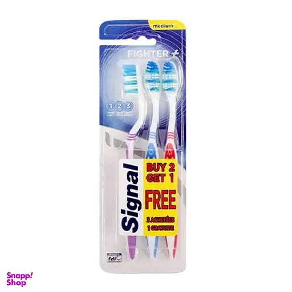 مسواک 3 کاره سیگنال مدل Fighter برس مدیوم بسته 3 عددی