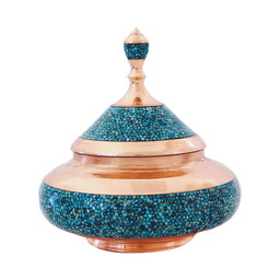 قندان فیروزه کوبی طرح سفینه ارتفاع ۱۵ سانتی‌ متر