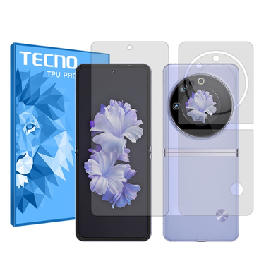 محافظ صفحه نمایش شفاف گوشی موبایل تکنو مناسب برای تکنو Phantom V Flip به همراه محافظ پشت گوشی