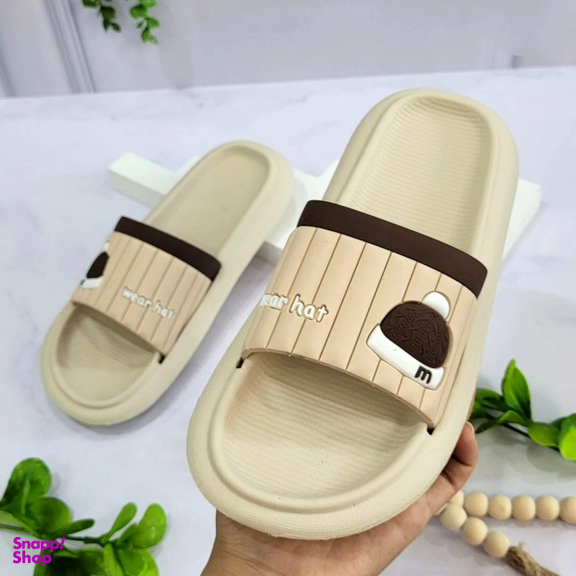 دمپایی زنانه زیتون مدل اسنو رنگ کرم