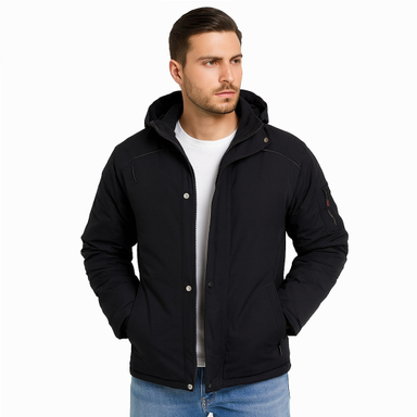 کاپشن مردانه دیورسو مدل کلاهدار ضد آب کد 80 رنگ مشکی