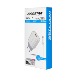 شارژر دیواری 18 وات کینگ استار مدل KW141C به همراه کابل USB-C